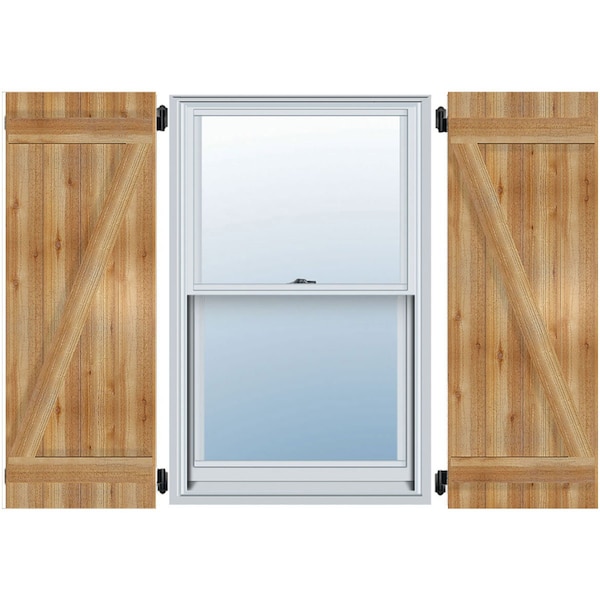 Ekena Millwork Joined Board-n-Batten Shutters w/Z-Bar, Rough Sawn Western Red Cedar, 32 1/4W x 27H, PR RBJ06Z32X027RWR - main